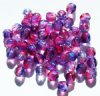 50 6mm Faceted Tri Tone Crystal, Cranberry, & Montana AB Beads